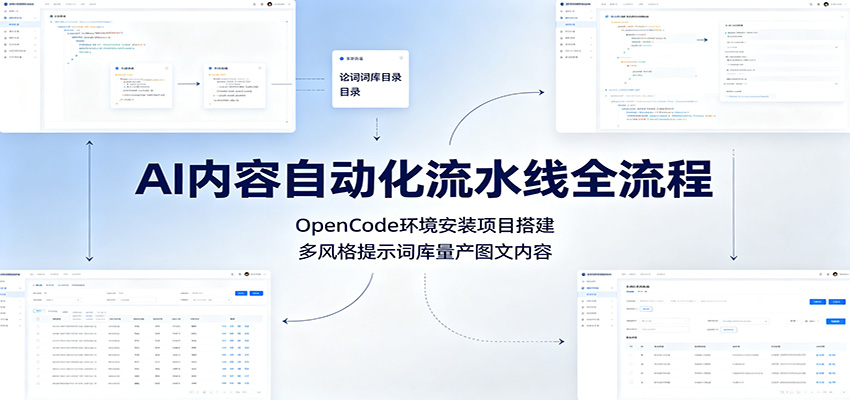 AI内容自动化流水线全流程：OpenCode环境安装项目搭建，多风格提示词库量产图文内容-创学资源站