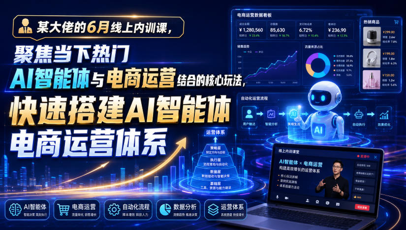 某大佬的6月线上内训课,聚焦当下热门AI智能体与电商运营结合的核心玩法,快速搭建AI智能体电商运营体系-创学资源站
