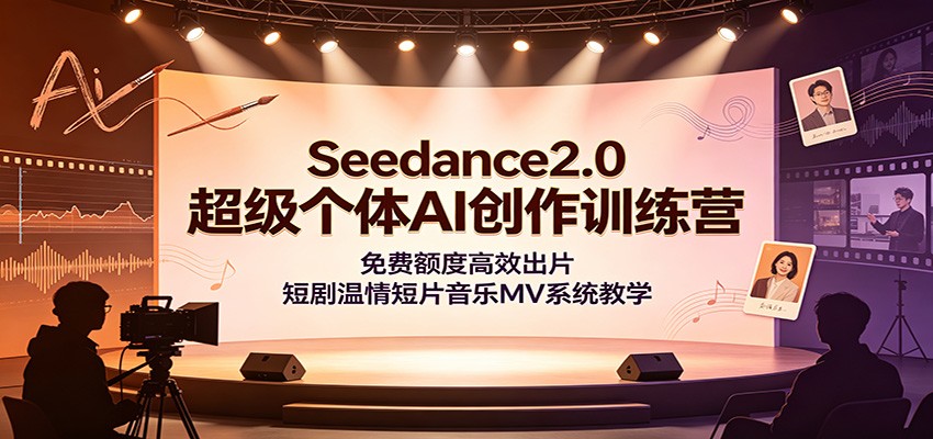 Seedance2.0超级个体AI创作训练营：免费额度高效出片，短剧温情短片音乐MV系统教学-创学资源站