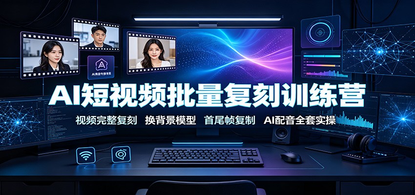 AI短视频批量复刻训练营：视频完整复刻，换背景模型、首尾帧复制、AI配音全套实操-创学资源站