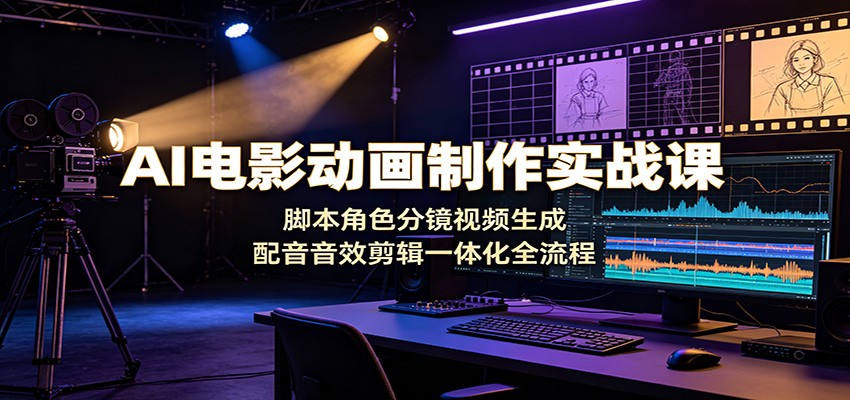 AI电影动画制作实战课：脚本角色分镜视频生成，配音音效剪辑一体化全流程-创学资源站