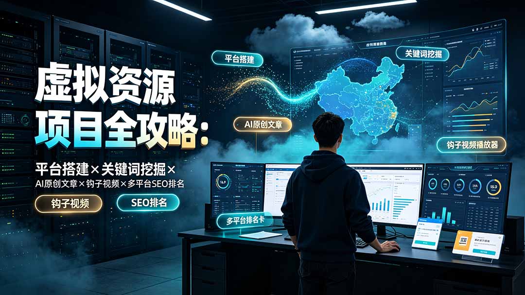 虚拟资源项目全攻略:平台搭建×关键词挖掘×AI原创文章×钩子视频×多平台SEO排名-创学资源站