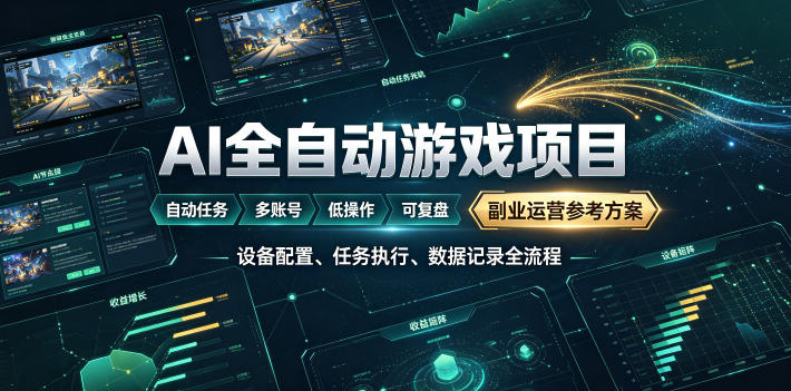 AI全自动游戏躺賺副业:日入几百,稳定运行三年的项目!【揭秘】-创学资源站