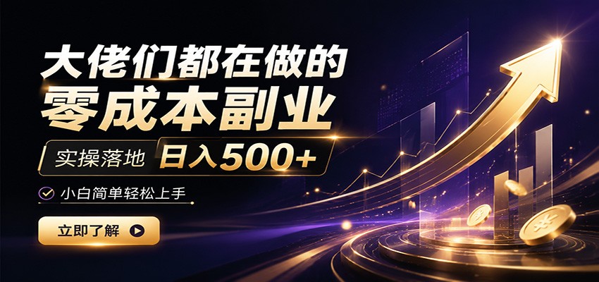 大佬们都在做的零成本副业,实操落地日入500+,小白一秒上手-创学资源站