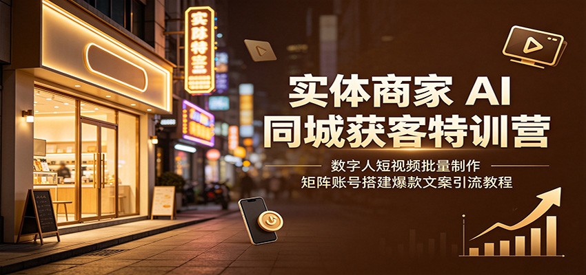 实体商家AI同城获客特训营:数字人短视频批量制作,矩阵账号搭建爆款文案引流教程-创学资源站