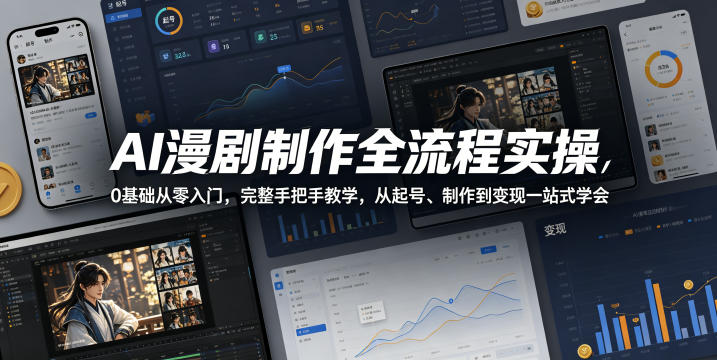 AI漫剧制作全流程实操,0基础从零入门,完整手把手教学,从起号、制作到变现一站式学会(更新)-创学资源站
