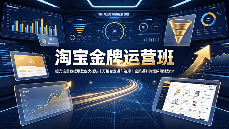 淘宝金牌运营班-7月:曝光流量数据爆款四大板块|万相台直通车达摩|全渠道引流爆款落地教学-创学资源站