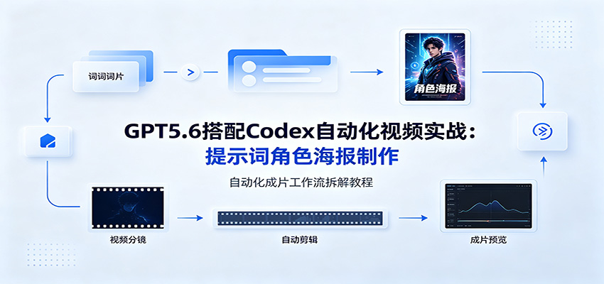 GPT5.6搭配Codex自动化视频实战:提示词角色海报制作,自动化成片工作流拆解教程-创学资源站