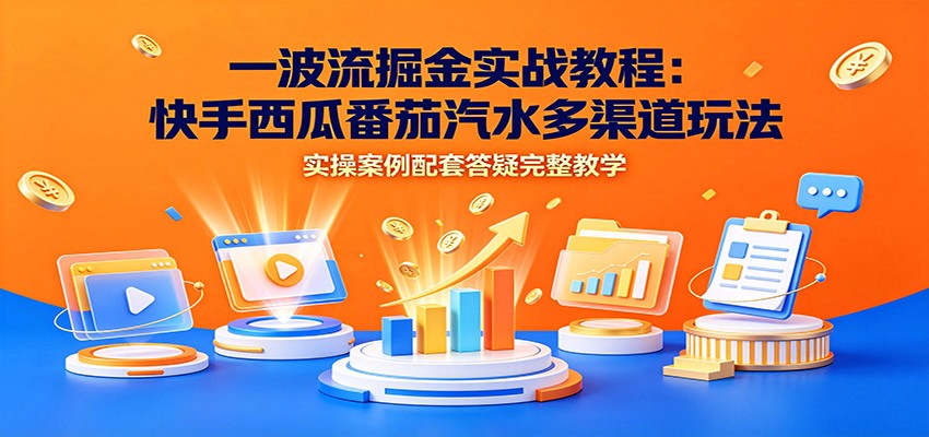 一波流掘金实战教程：快手西瓜番茄汽水多渠道玩法，实操案例配套答疑完整教学-创学资源站