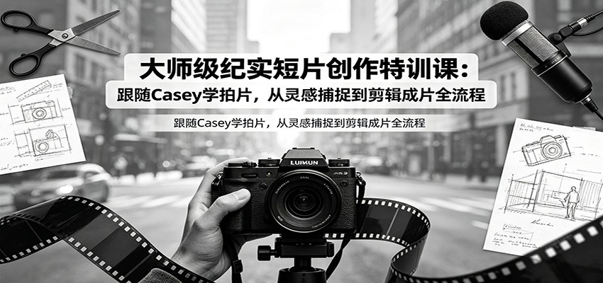 大师级纪实短片创作特训课：跟随Casey学拍片，从灵感捕捉到剪辑成片全流程-创学资源站