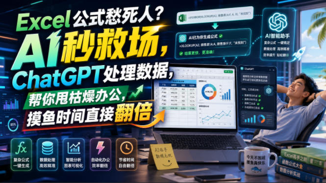 Excel公式愁死人？AI秒救场，ChatGPT处理数据，帮你甩枯燥办公，摸鱼时间直接翻倍【原创双语字幕】-创学资源站