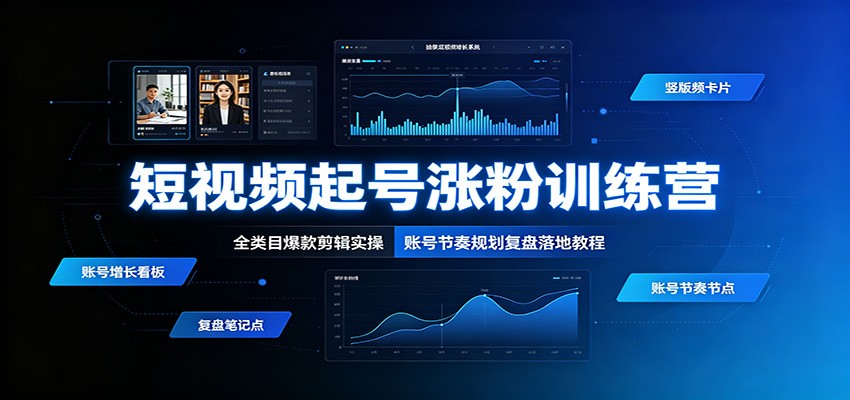短视频起号涨粉训练营:全类目爆款剪辑实操,账号节奏规划复盘落地教程-创学资源站