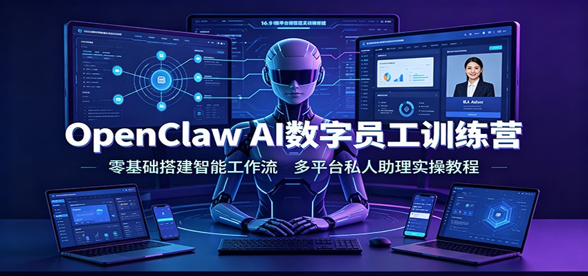 OpenClaw AI数字员工训练营：零基础搭建智能工作流，多平台私人助理实操教程-创学资源站
