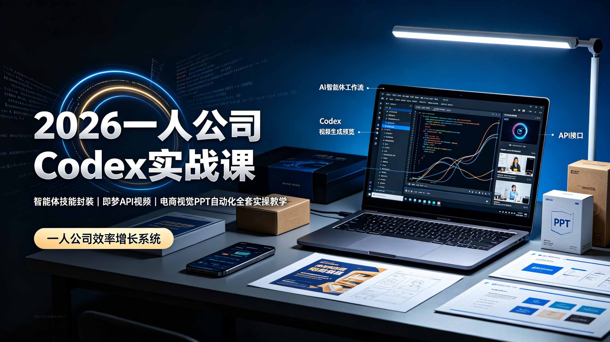 2026一人公司Codex实战课◆智能体技能封装|即梦API视频|电商视觉PPT自动化全套实操教学-创学资源站