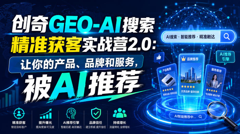 创奇GEO-AI搜索精准获客实战营2.0:让你的产品、品牌和服务,被AI推荐-创学资源站