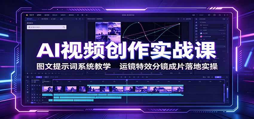 AI视频创作实战课：图文提示词系统教学，运镜特效分镜成片落地实操-创学资源站