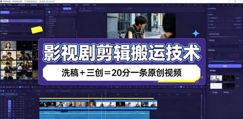 影视剧剪辑搬运技术，洗稿+三创=20分一条原创视频-创学资源站