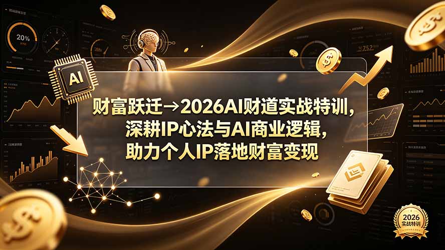 财富跃迁→2026AI财道实战特训，深耕IP心法与AI商业逻辑，助力个人IP落地财富变现-创学资源站