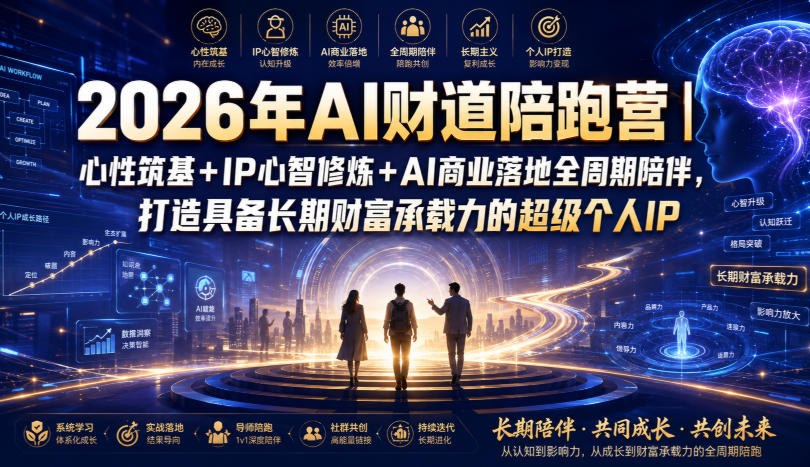 2026年AI财道陪跑营｜心性筑基+IP心智修炼+AI商业落地全周期陪伴，打造具备长期财富承载力的超级个人IP-创学资源站