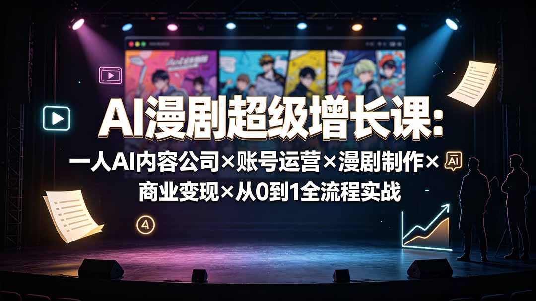 AI漫剧超级增长课：一人AI内容公司×账号运营×漫剧制作×商业变现×从0到1全流程实战-创学资源站