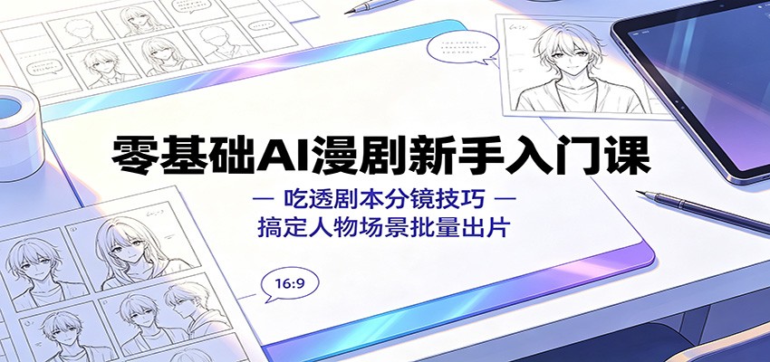 零基础AI漫剧新手入门课：吃透剧本分镜技巧，搞定人物场景批量出片-创学资源站