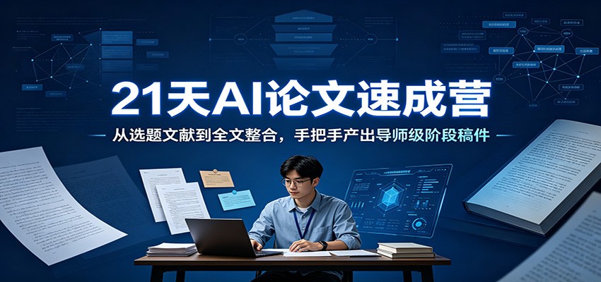21天AI论文速成营：从选题文献到全文整合，手把手产出导师级阶段稿件-创学资源站
