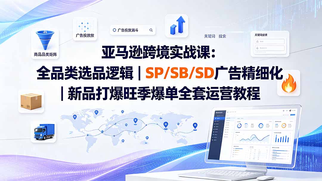 亚马逊跨境实战课-更新：全品类选品逻辑｜SP/SB/SD广告精细化｜新品打爆旺季爆单全套运营教程-创学资源站