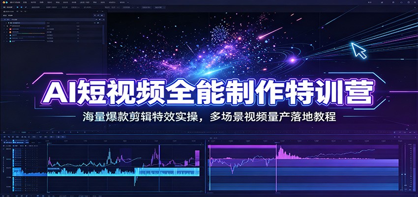 AI短视频全能制作特训营：海量爆款剪辑特效实操，多场景视频量产落地教程-创学资源站