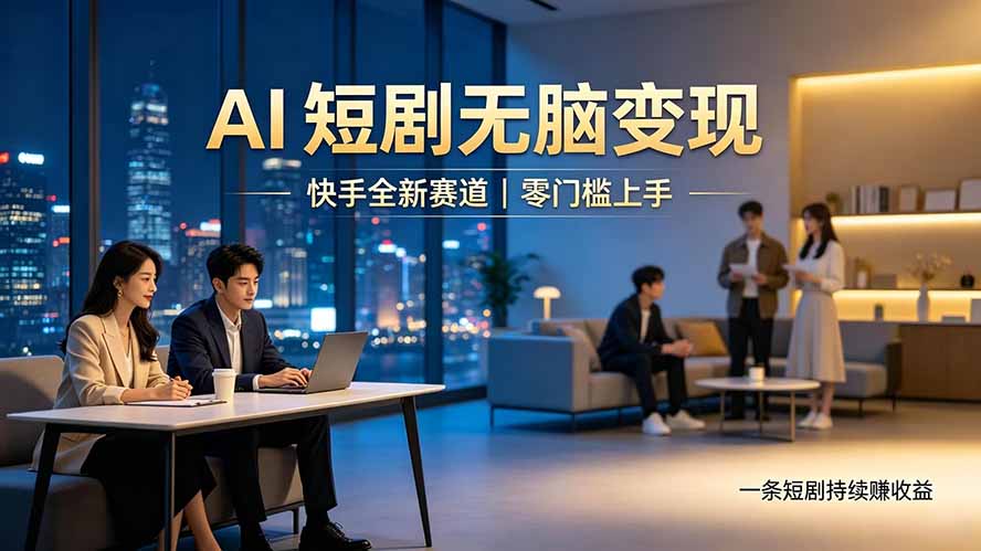 别乱找副业了，快手 AI 短剧零门槛长久被动增收-创学资源站