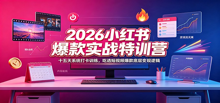 2026小红书爆款实战特训营：十五天系统打卡训练，吃透短视频爆款底层变现逻辑-创学资源站