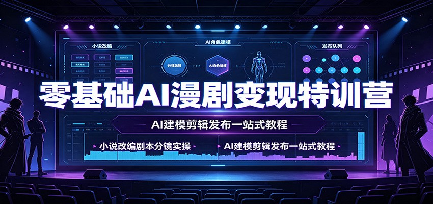 零基础AI漫剧变现特训营:小说改编剧本分镜实操,AI建模剪辑发布一站式教程-创学资源站