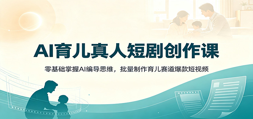 AI育儿真人短剧创作课:零基础掌握AI编导思维,批量制作育儿赛道爆款短视频-创学资源站