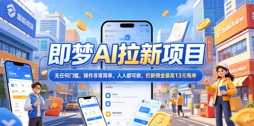 2026年即梦AI拉新项目最新玩法，无任何门槛，操作非常简单，人人都可做，拉新佣金最高13米每单(更新08月07日)-创学资源站