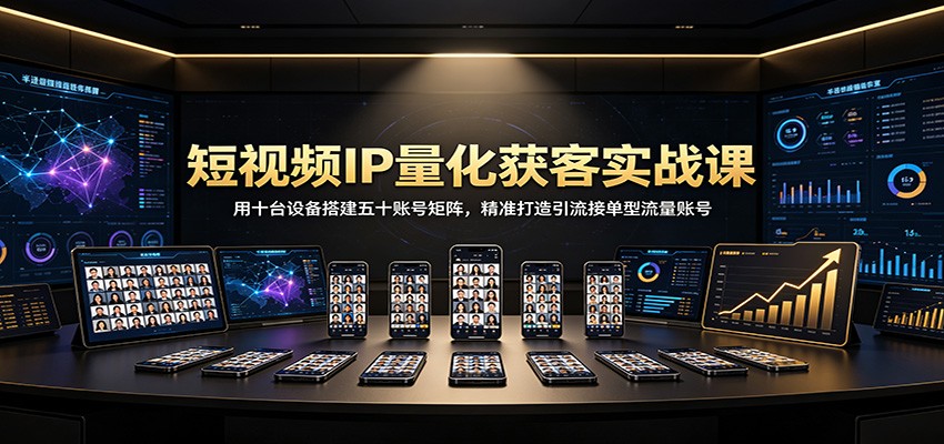 短视频IP量化获客实战课：用十台设备搭建五十账号矩阵，精准打造引流接单型流量账号-创学资源站