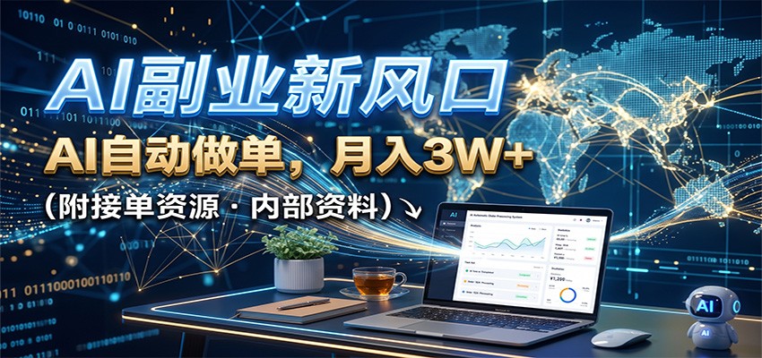 AI副业新风口，AI自动做单，月入3W+，附接单资源-创学资源站