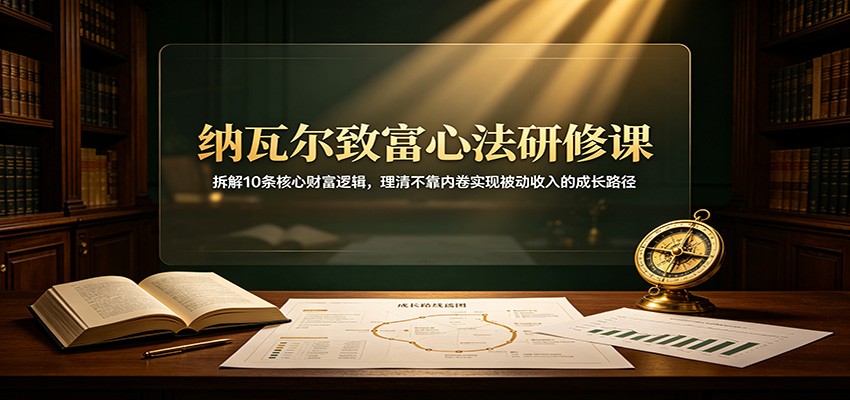 纳瓦尔致富心法研修课：拆解10条核心财富逻辑，理清不靠内卷实现被动收入的成长路径-创学资源站