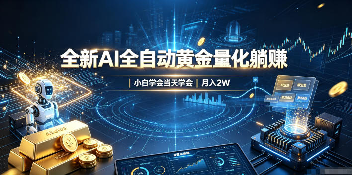 全新AI全自动黄金量化躺賺:小白学会当天学会,月入2W!【揭秘】-创学资源站