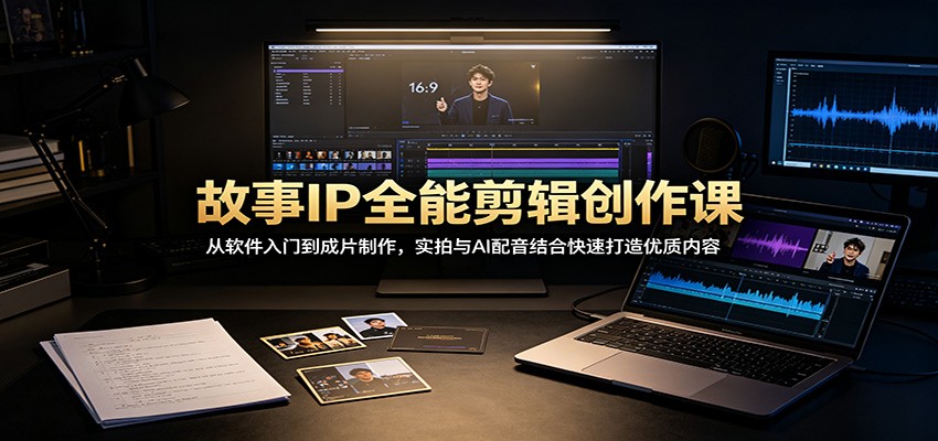 故事IP全能剪辑创作课：从软件入门到成片制作，实拍与AI配音结合快速打造优质内容-创学资源站