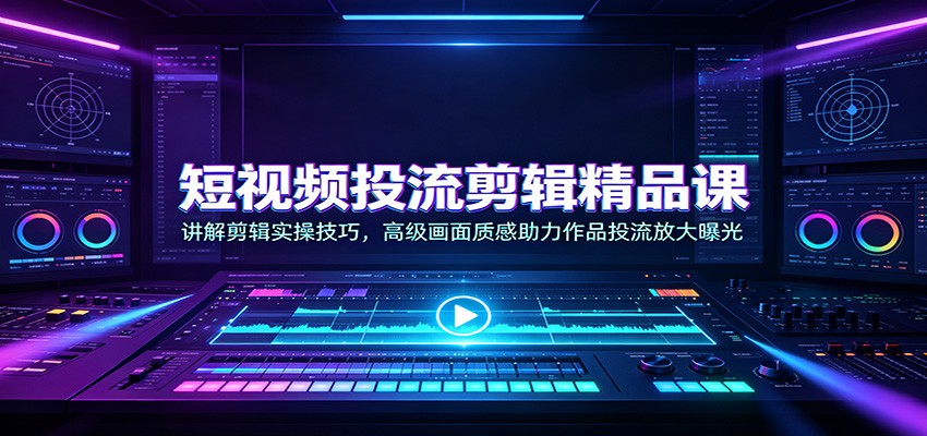 短视频投流剪辑精品课：讲解剪辑实操技巧，高级画面质感助力作品投流放大曝光-创学资源站