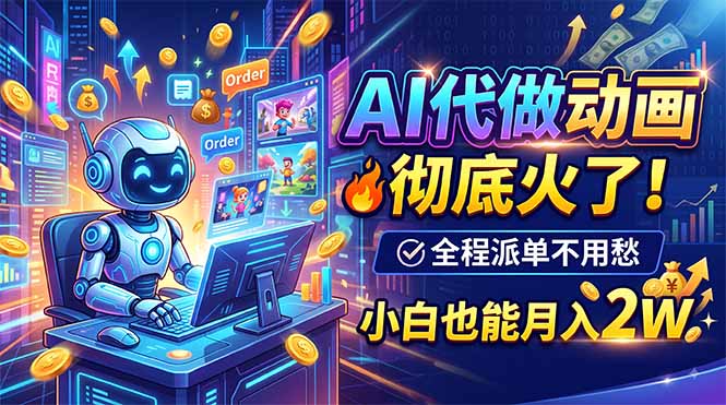 AI代做动画，彻底火了！全程派单不用愁，小白也能月入2W-创学资源站