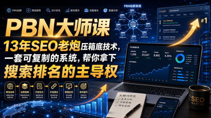 PBN大师课13年SEO老炮压箱底技术，一套可复制的系统，帮你拿下搜索排名的主导权【原创双语字幕】-创学资源站