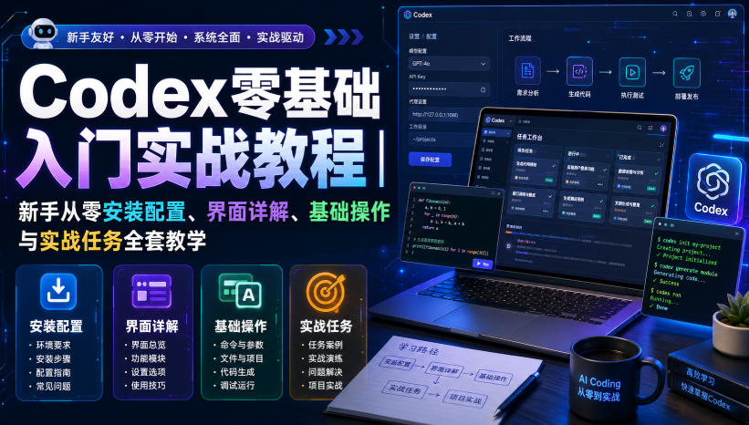 Codex零基础入门实战教程｜新手从零安装配置、界面详解、基础操作与实战任务全套教学-创学资源站
