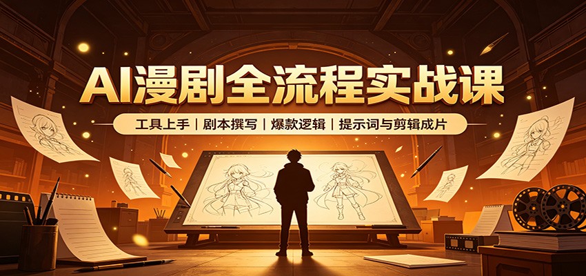 AI漫剧全流程实战课：工具上手、剧本撰写、爆款逻辑、提示词与剪辑成片-创学资源站