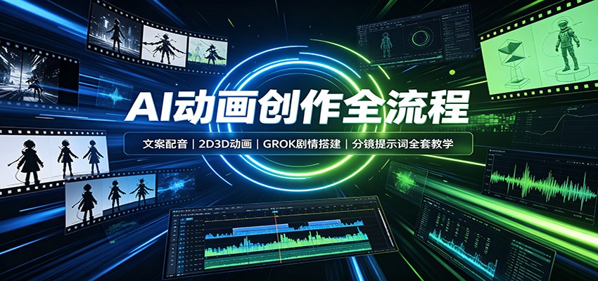 AI动画创作全流程:文案配音,2D3D动画,GROK剧情搭建,分镜提示词全套教学-创学资源站