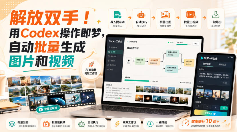 解放双手!用Codex操作即梦,自动批量生成图片和视频-创学资源站