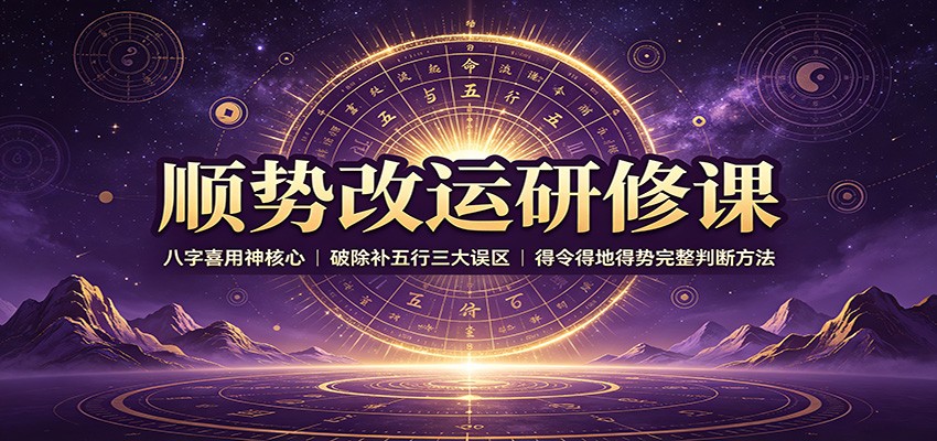 顺势改运研修课:八字喜用神核心,破除补五行三大误区,得令得地得势完整判断方法-创学资源站