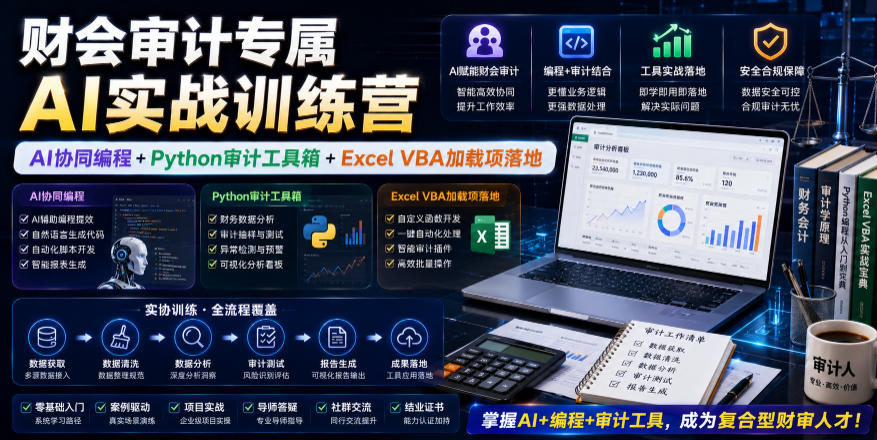 财会审计专属AI实战训练营|AI协同编程+Python审计工具箱+Excel VBA加载项落地(更新0816)-创学资源站