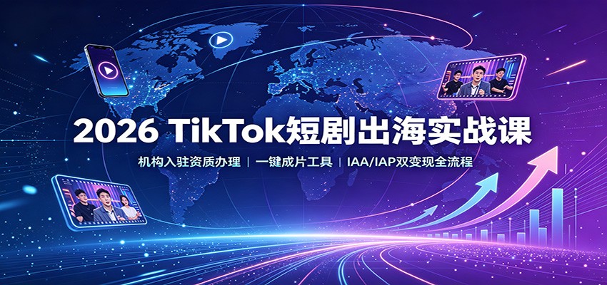 2026 TikTok短剧出海实战课:机构入驻资质办理,一键成片工具,IAA/IAP双变现全流程-创学资源站
