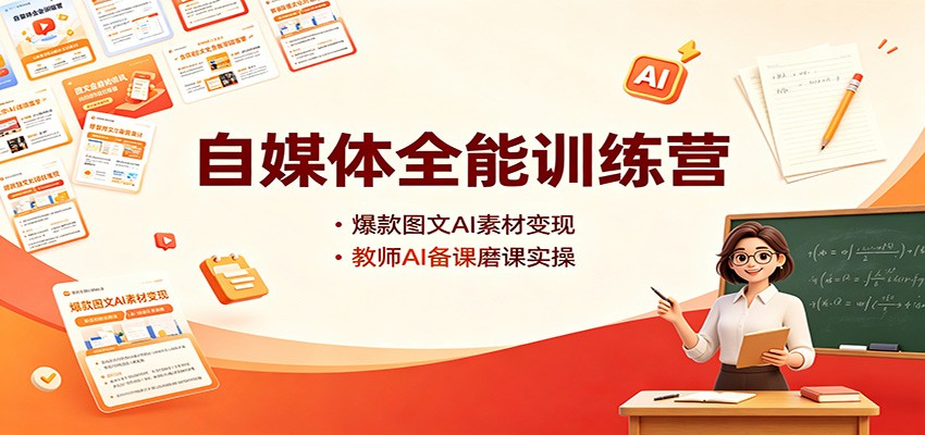 自媒体全能训练营：爆款图文AI素材变现，教师AI备课磨课实操-创学资源站