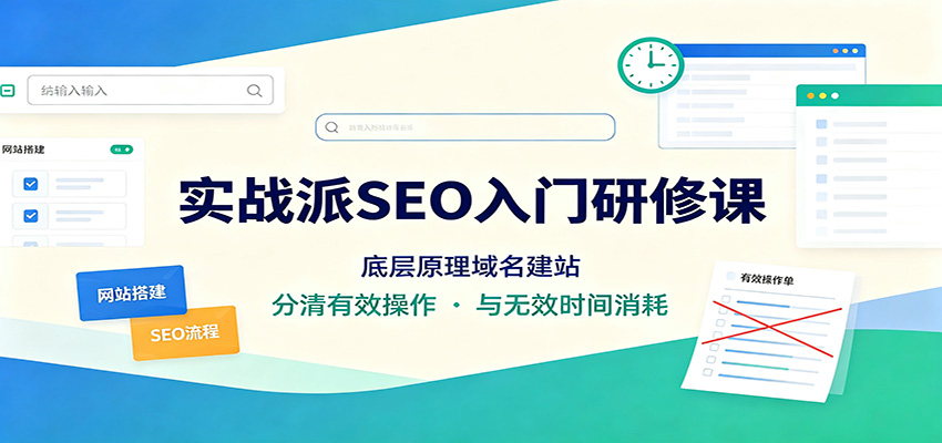 实战派SEO入门研修课：底层原理域名建站，分清有效操作与无效时间消耗-创学资源站